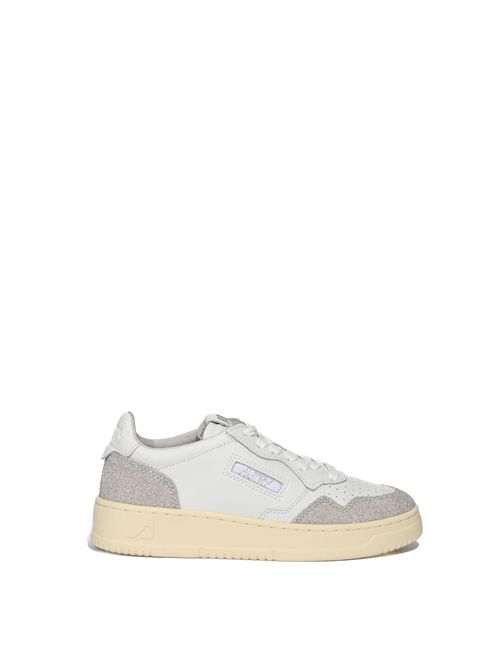 Sneakers Medalist Low in pelle e suede glitterato Bianco/Grigio AUTRY | AULWPK01
