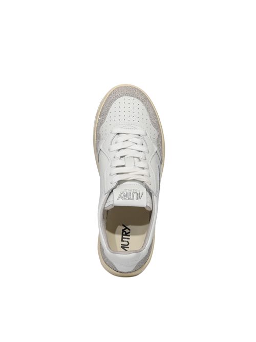 Sneakers Medalist Low in pelle e suede glitterato Bianco/Grigio AUTRY | AULWPK01