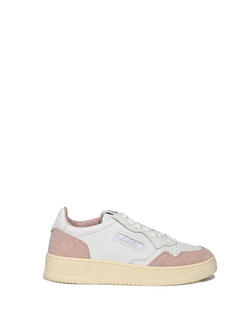 Sneakers Medalist Low in pelle e suede glitterato Bianco/Rosa AUTRY | AULWPK06