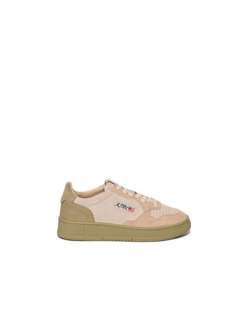 Sneakers Autry Medalist Low Tricolor in suede Sabbia/Grigio/Rosa AUTRY | AULWTS11