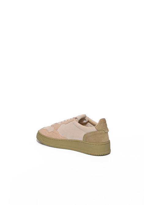 Sneakers Autry Medalist Low Tricolor in suede Sabbia/Grigio/Rosa AUTRY | AULWTS11