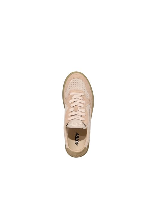 Sneakers Autry Medalist Low Tricolor in suede Sabbia/Grigio/Rosa AUTRY | AULWTS11