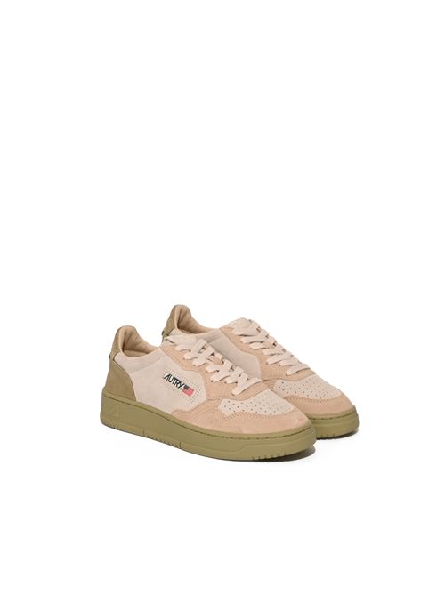 Sneakers Autry Medalist Low Tricolor in suede Sabbia/Grigio/Rosa AUTRY | AULWTS11