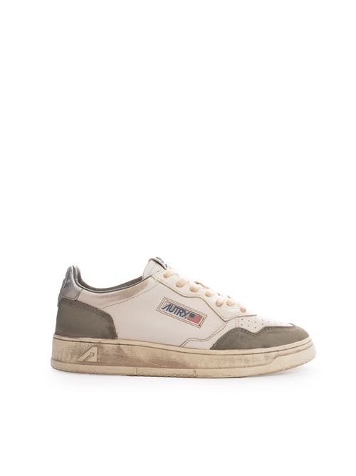 Sneakers Medalist Low Super vintage in pelle e suede Bianco/argento/Lizard AUTRY | AVLMLS10