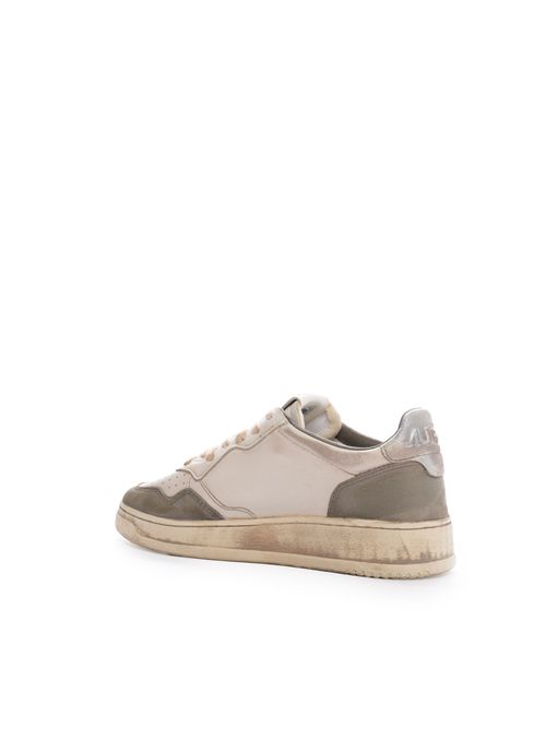 Sneakers Medalist Low Super vintage in pelle e suede Bianco/argento/Lizard AUTRY | AVLMLS10