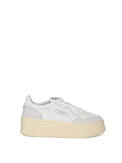 Sneakers Medalist Platform in pelle e suede glitterato Bianco Grigio AUTRY | PTLWPK01