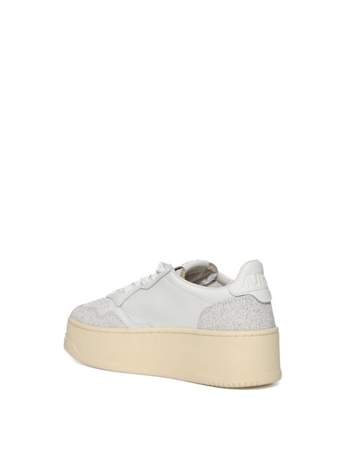 Sneakers Medalist Platform in pelle e suede glitterato Bianco Grigio AUTRY | PTLWPK01