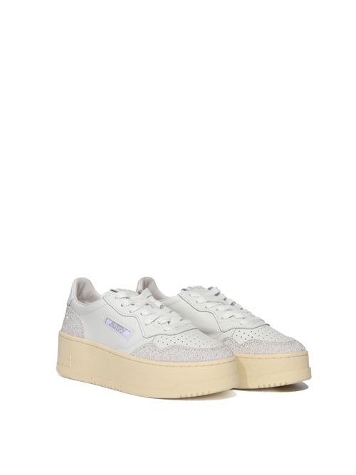 Sneakers Medalist Platform in pelle e suede glitterato Bianco Grigio AUTRY | PTLWPK01