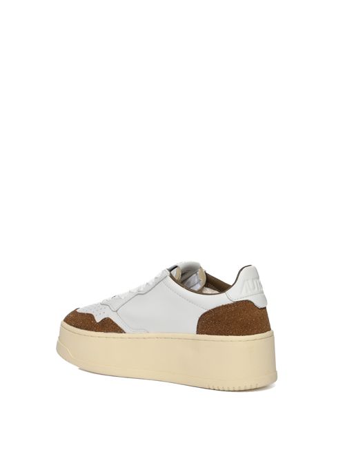 Sneakers Medalist Platform in pelle e suede glitterato Bianco Sigaro AUTRY | PTLWPK05