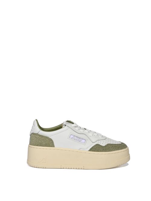 Sneakers Medalist Platform in pelle e suede glitterato Bianco Salvia AUTRY | PTLWPK07