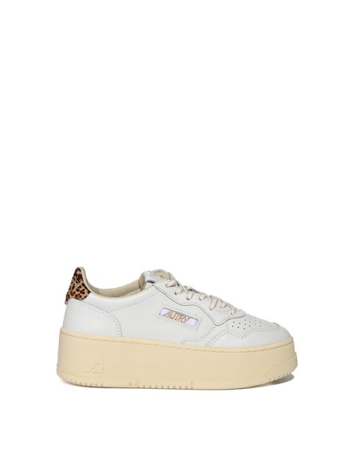 Sneakers Medalist Platform in pelle Bianco Leopard AUTRY | PTLWVO01