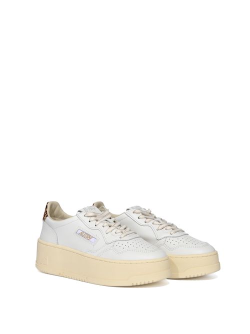 Sneakers Medalist Platform in pelle Bianco Leopard AUTRY | PTLWVO01
