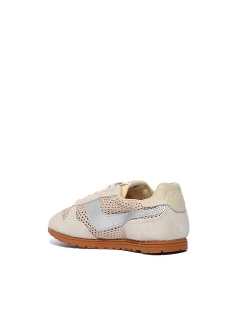 Sneakers Windspin in mesh e pelle Ecru e Argento AUTRY | WSLWKD06