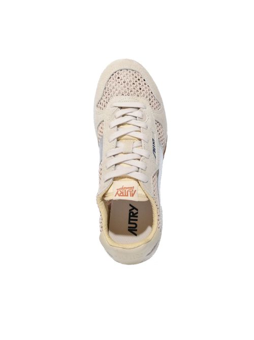 Sneakers Windspin in mesh e pelle Ecru e Argento AUTRY | WSLWKD06