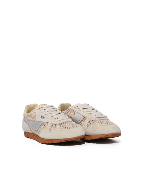 Sneakers Windspin in mesh e pelle Ecru e Argento AUTRY | WSLWKD06
