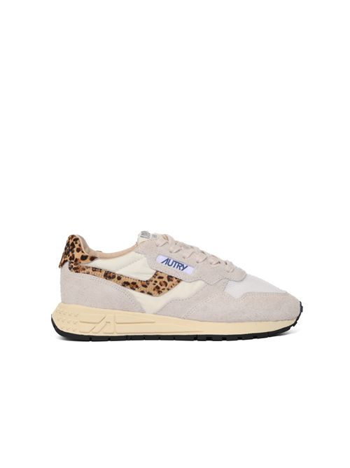 Sneakers Reelwind Low in nylon e suede Bianco e Leopard AUTRY | WWLWEP01