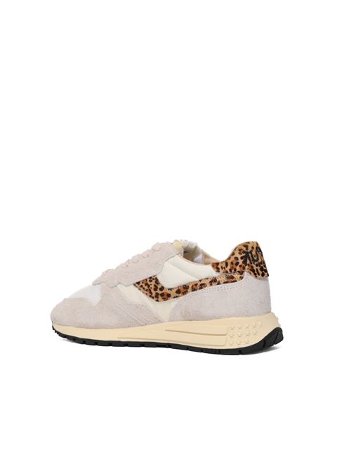 Sneakers Reelwind Low in nylon e suede Bianco e Leopard AUTRY | WWLWEP01