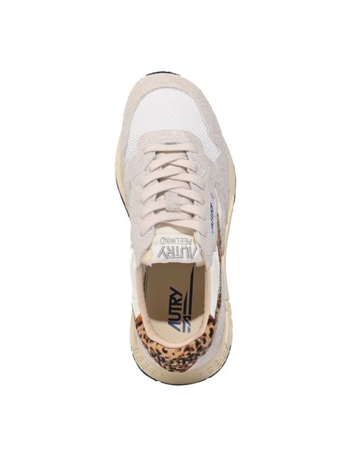 Sneakers Reelwind Low in nylon e suede Bianco e Leopard AUTRY | WWLWEP01