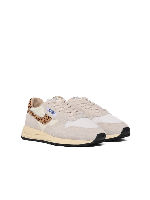 Sneakers Reelwind Low in nylon e suede Bianco e Leopard AUTRY | WWLWEP01
