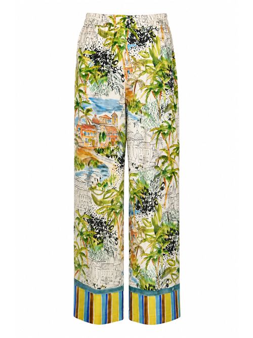 Pantalone in seta con stampa paesaggio Caliban | 4Y5UP4WFC1
