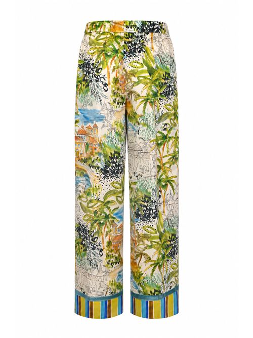 Pantalone in seta con stampa paesaggio Caliban | 4Y5UP4WFC1