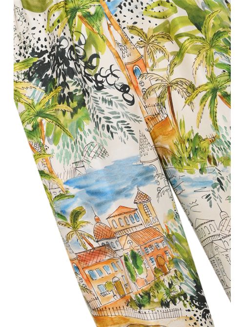 Pantalone in seta con stampa paesaggio Caliban | 4Y5UP4WFC1
