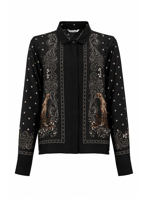 Camicia boxy in seta e viscosa con stampa foulard Caliban | 4Y6QP6EFR1