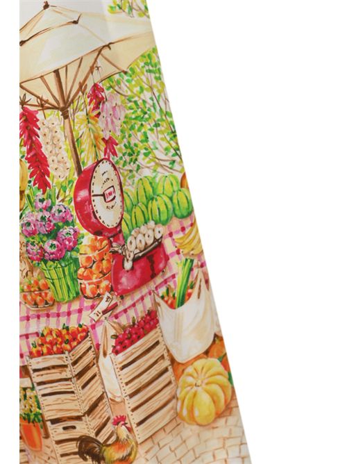 Pantalone in seta con stampa mercato e fiori Caliban | 4Y6RP4WFT1