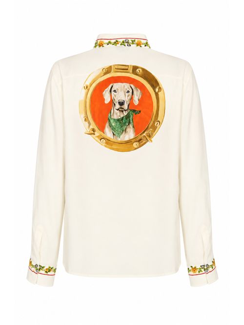 Camicia in seta con stampa cani Caliban | 4Y7AP6EFN1