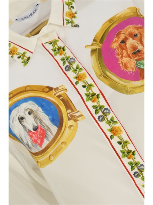 Camicia in seta con stampa cani Caliban | 4Y7AP6EFN1
