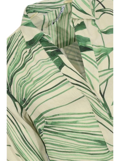 Abito midi in misto lino e viscosa con stampa foliage Caliban | 4YPXPLQFU1