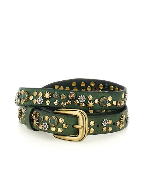 Cintura Bella di Notte in pelle con borchie Verde CAMPOMAGGI | C032120NDC2505