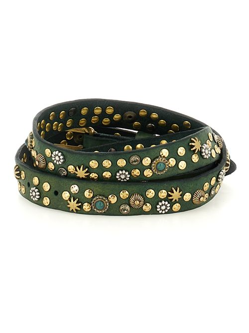 Cintura Bella di Notte in pelle con borchie Verde CAMPOMAGGI | C032120NDC2505