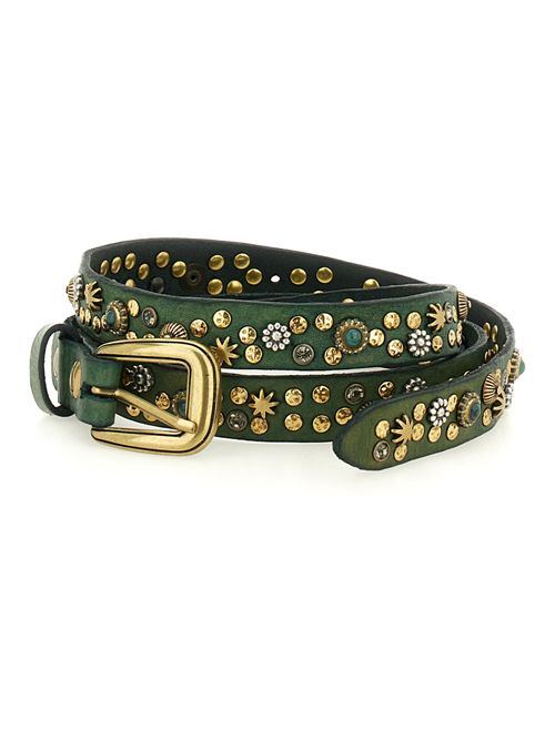 Cintura Bella di Notte in pelle con borchie Verde CAMPOMAGGI | C032120NDC2505