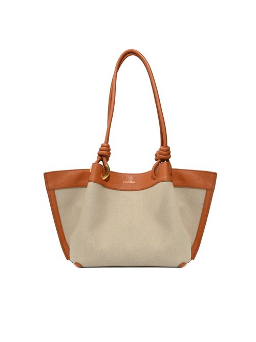 Borsa Finn Medium in pelle e lino Natural/Crab Coccinelle | E1U06110201822