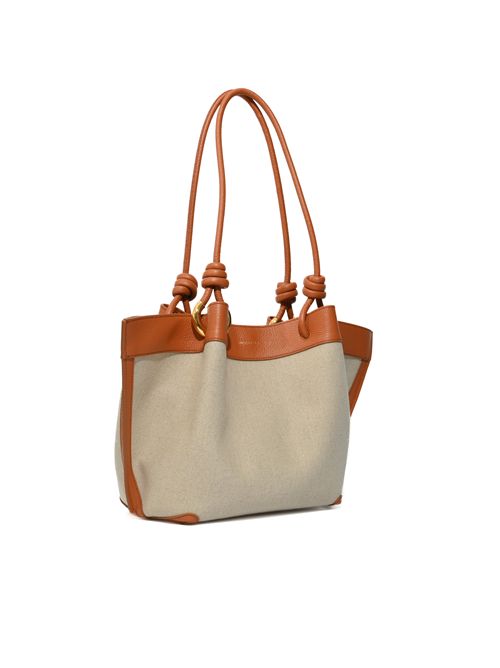 Borsa Finn Medium in pelle e lino Natural/Crab Coccinelle | E1U06110201822