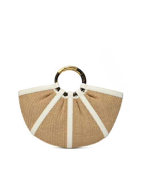 Borsa Shell Large in paglia e pelle Natural/Pearl Coccinelle | E1U5D180101392