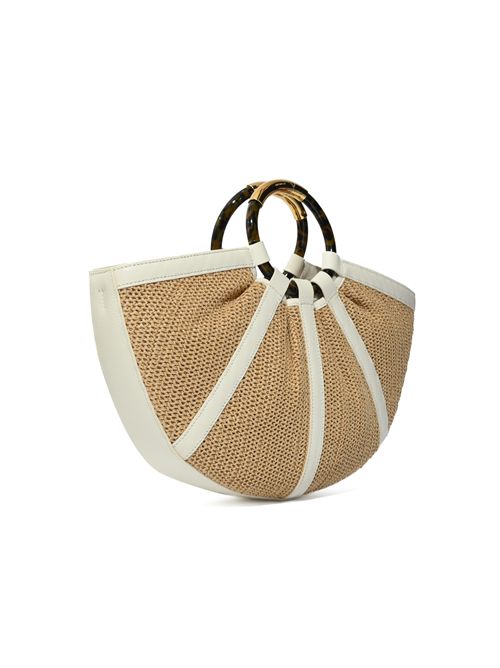 Borsa Shell Large in paglia e pelle Natural/Pearl Coccinelle | E1U5D180101392