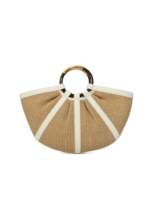 Borsa Shell Large in paglia e pelle Natural/Pearl Coccinelle | E1U5D180101392