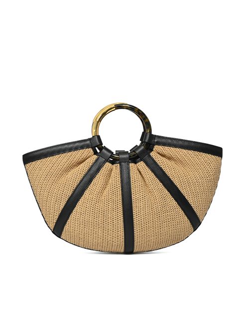 Borsa Shell Large in paglia e pelle Natural/Noir Coccinelle | E1U5D180101846