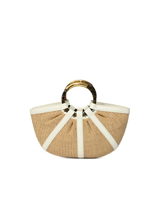 Borsa Shell Medium in paglia e pelle Natural/Pearl Coccinelle | E1U5D180201392