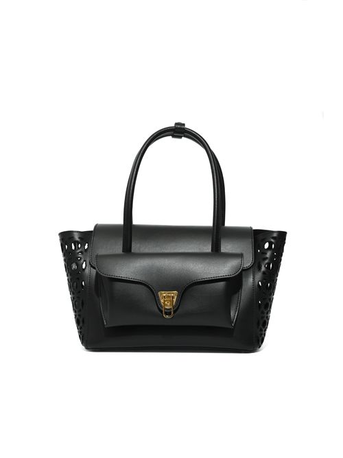 Borsa Beat Double Monogram Medium in pelle traforata Nero Coccinelle | E1UGC180201001
