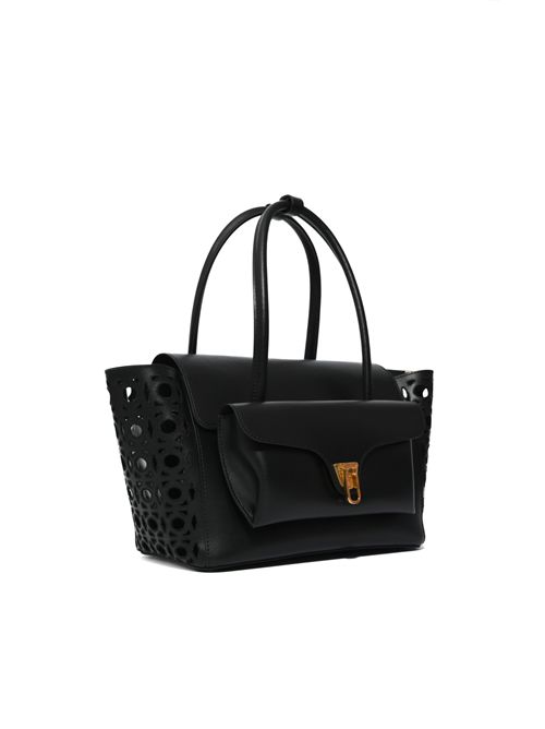 Borsa Beat Double Monogram Medium in pelle traforata Nero Coccinelle | E1UGC180201001
