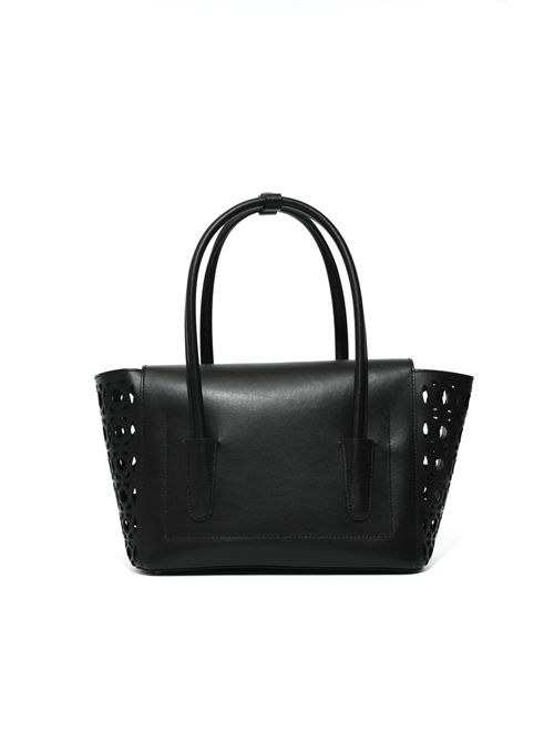 Borsa Beat Double Monogram Medium in pelle traforata Nero Coccinelle | E1UGC180201001