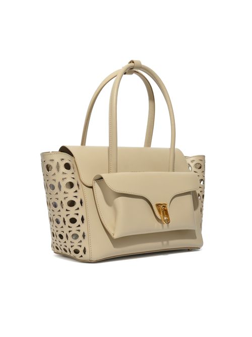 Borsa Beat Double Monogram Medium in pelle traforata Sandshell Coccinelle | E1UGC180201N64