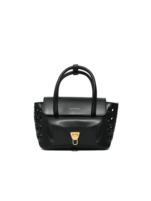 Borsa Beat Double Monogram Small in pelle traforata Nero Coccinelle | E1UGC180301001
