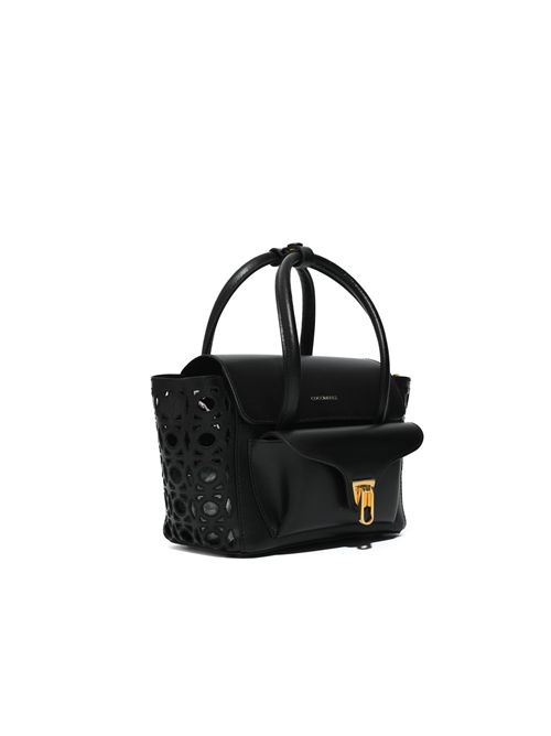 Borsa Beat Double Monogram Small in pelle traforata Nero Coccinelle | E1UGC180301001
