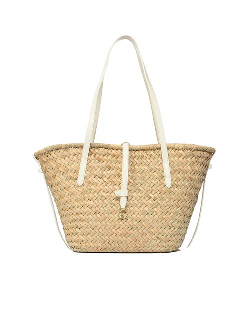 Borsa C-Me Summer Large in paglia e pelle Natural/Pearl Coccinelle | E1UV0110101392