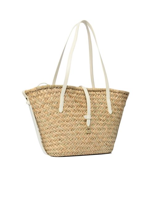 Borsa C-Me Summer Large in paglia e pelle Natural/Pearl Coccinelle | E1UV0110101392