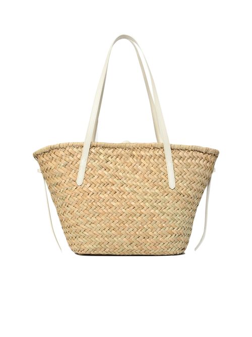 Borsa C-Me Summer Large in paglia e pelle Natural/Pearl Coccinelle | E1UV0110101392